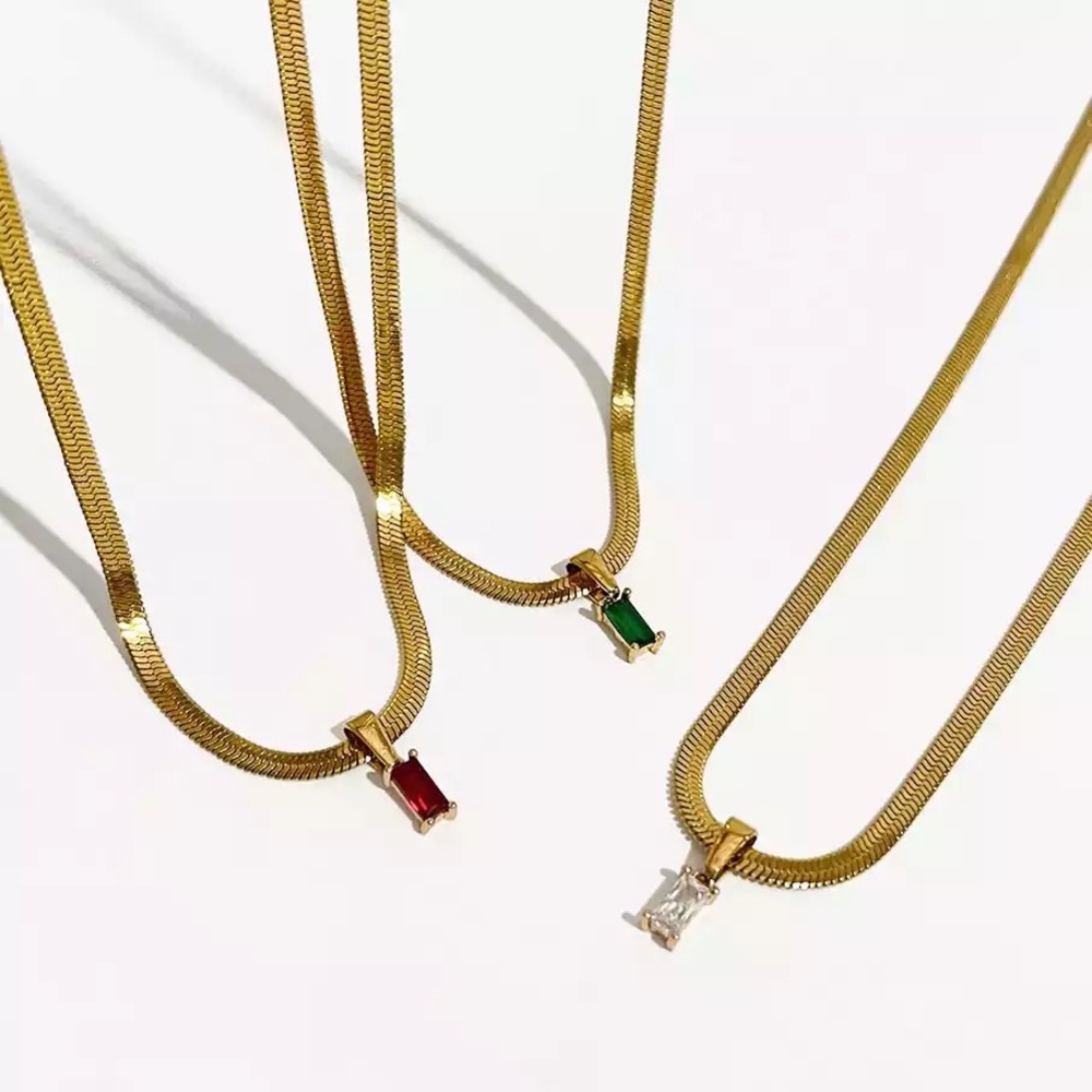 ‼️BUNDLE DEAL 2 for $38 18k Gold Plated Square Red CZ Pendant Necklace